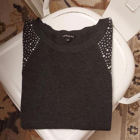 Express open weave and embellished knit sweater - Picture 2 of 6